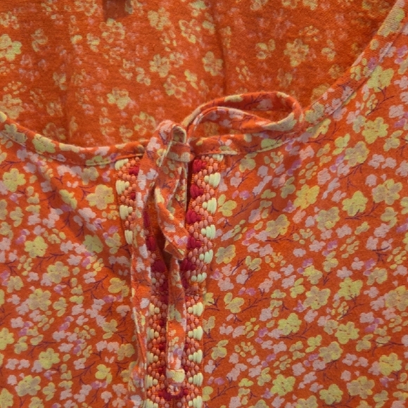 Patrons of Peace Orange And Pink Smocked Crop Tank Top Size Small - Picture 3 of 9
